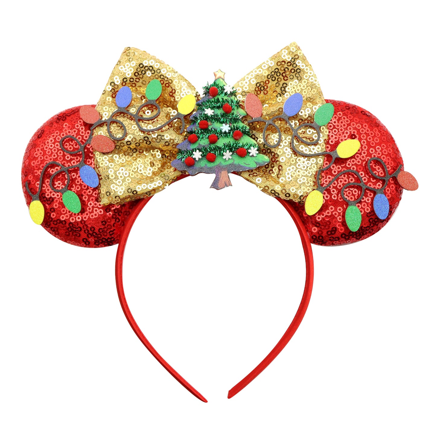 Adorable Christmas Festive Ears Sequined Headband with Bows--With box packaging