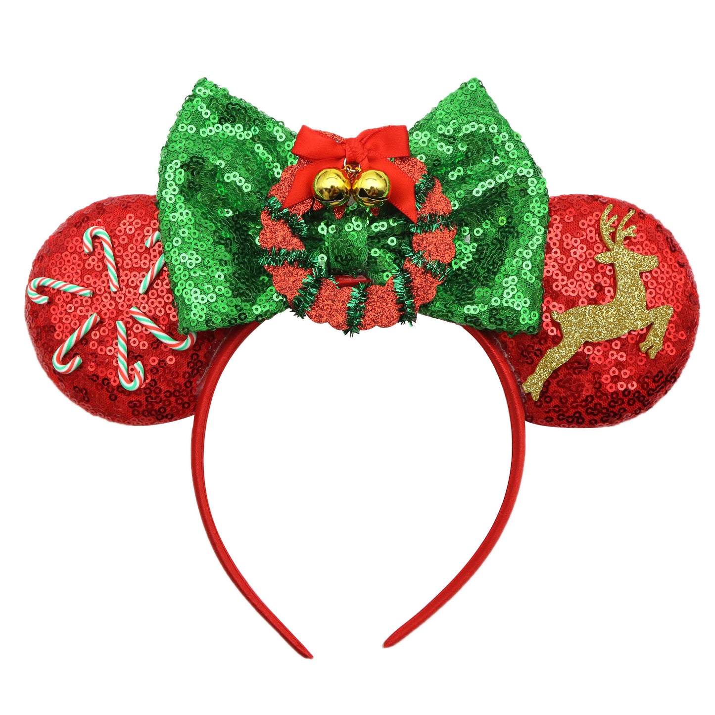 Adorable Christmas Festive Ears Sequined Headband with Bows--With box packaging