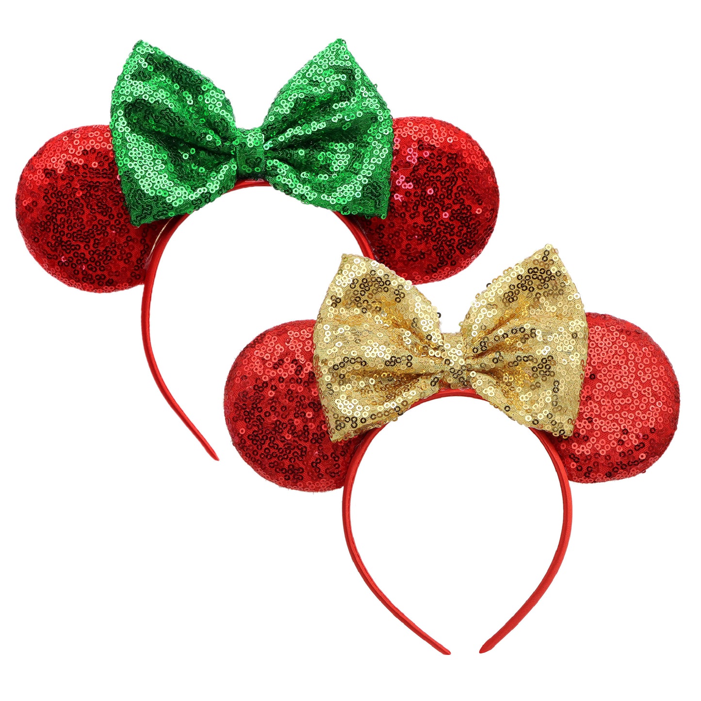 Adorable Festive Ears Sequined Headband with Bows-Sparkly Bow Hair Band with Ears Hair Hoop