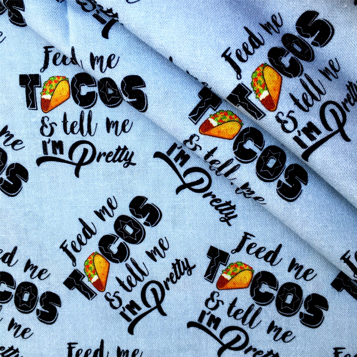 letters alphabet food go vegan taco printed fabric