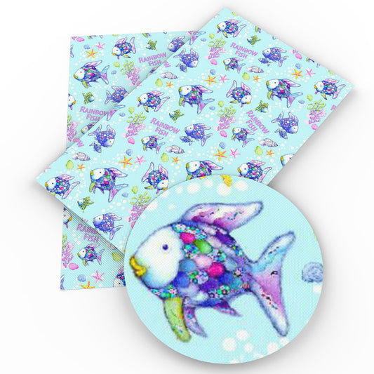 rainbow color goldfish printed fabric