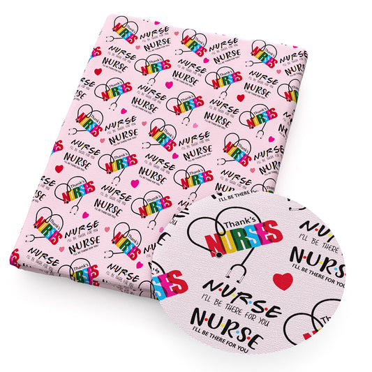 pink series nurses doctor health heart love printed fabric