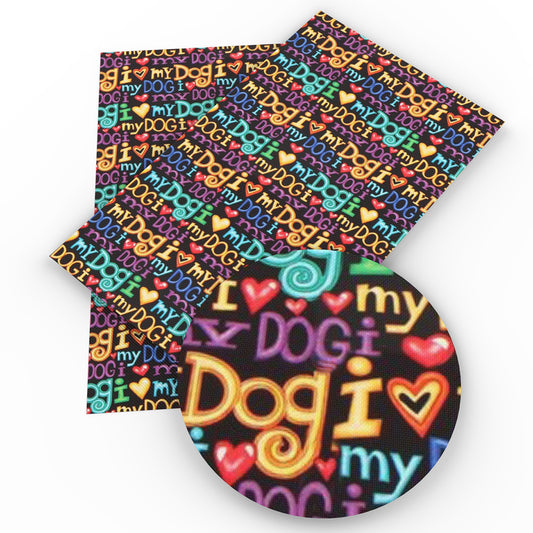 letters alphabet dog puppy printed fabric