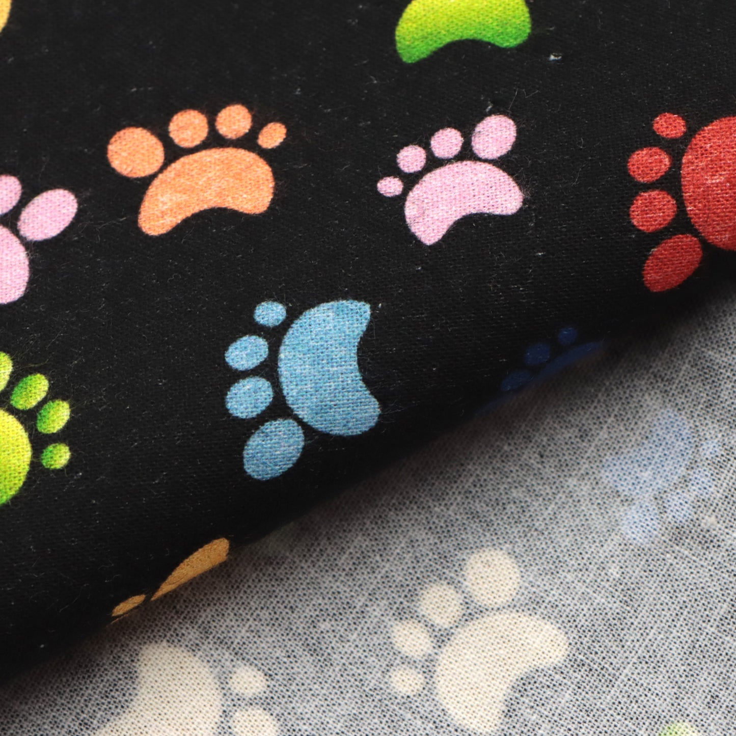 footprint paw paint splatter black series printed fabric