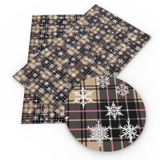 snowflake snow plaid grid christmas day printed fabric