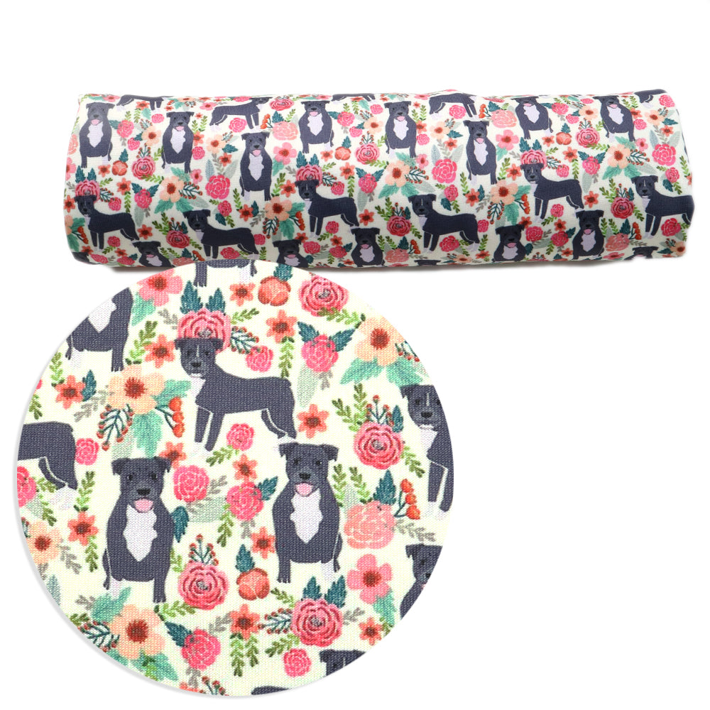 dog puppy flower floral printed fabric