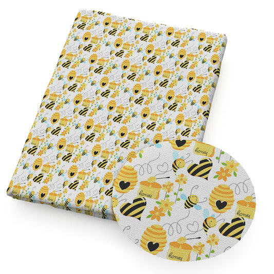 bee flower floral heart love printed fabric