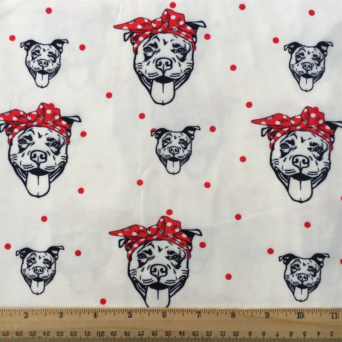 dog puppy dots spot bowknot bows printed fabric