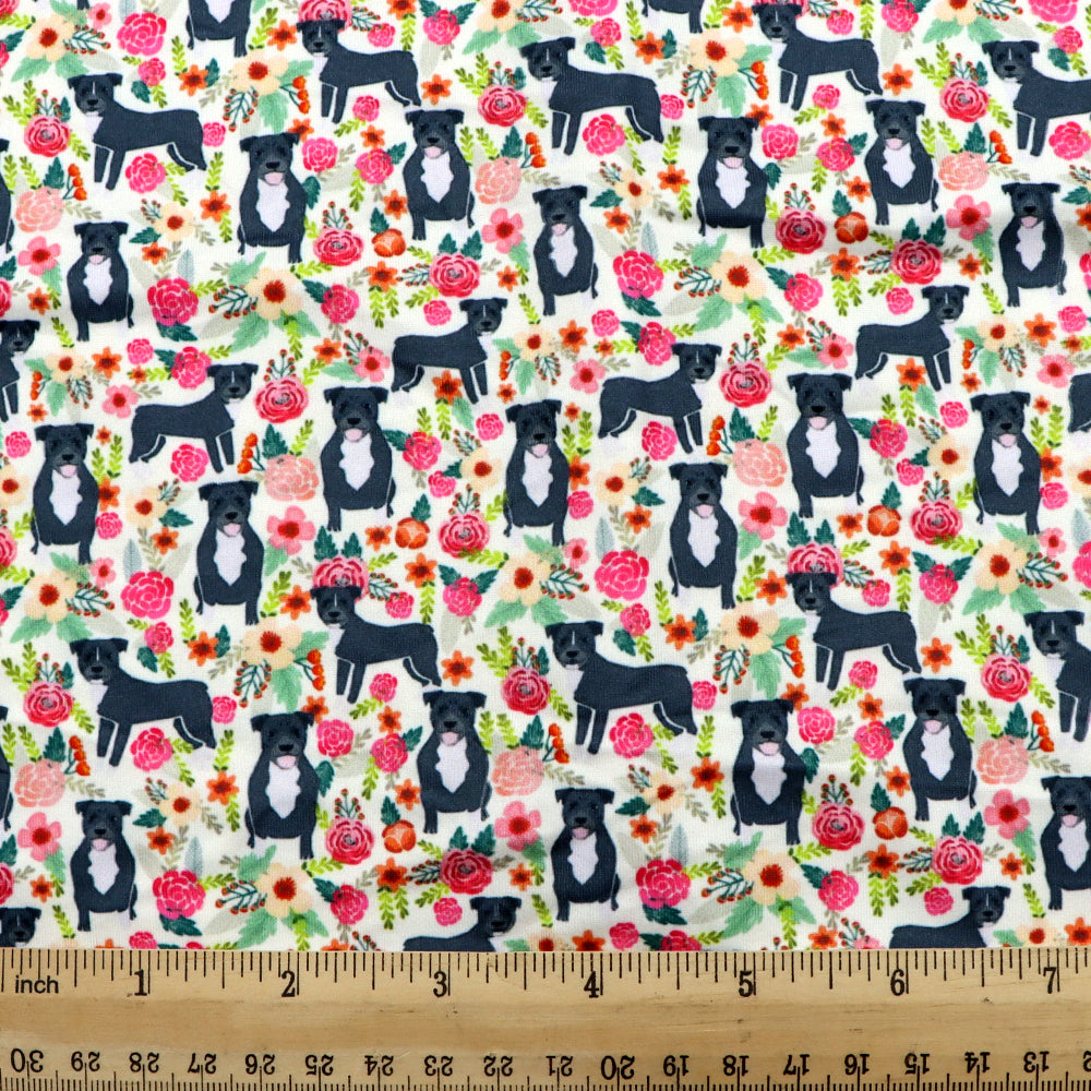 dog puppy flower floral printed fabric