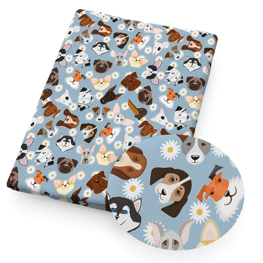 flower floral dog puppy printed fabric