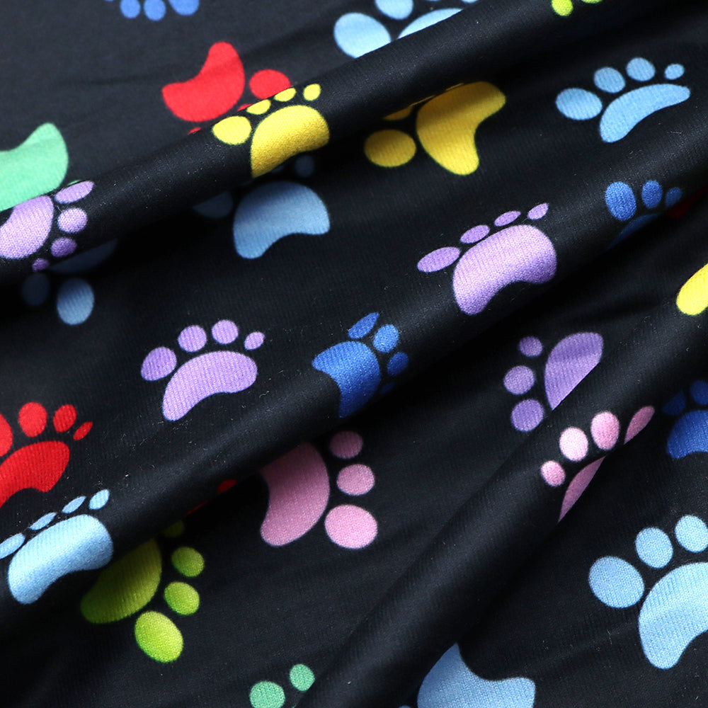 footprint paw paint splatter black series printed fabric