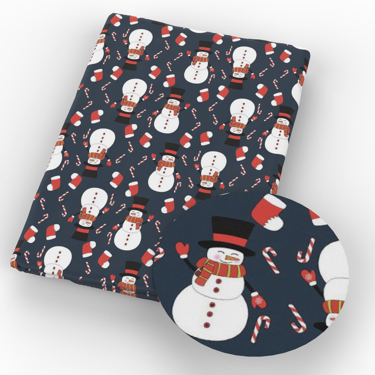 snowman christmas day printed fabric