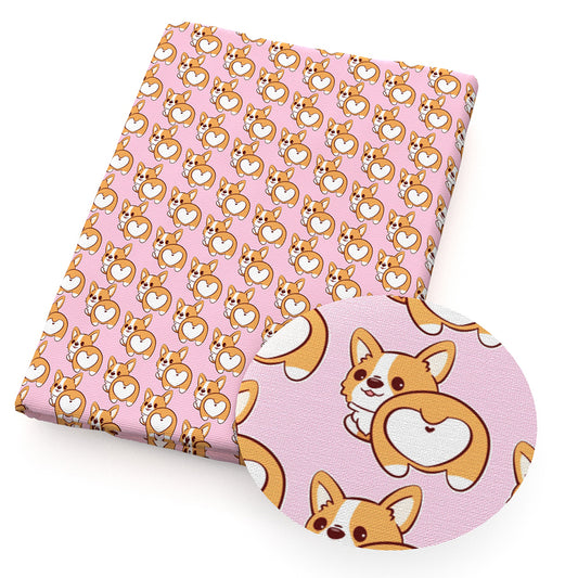 pink series dog puppy printed fabric