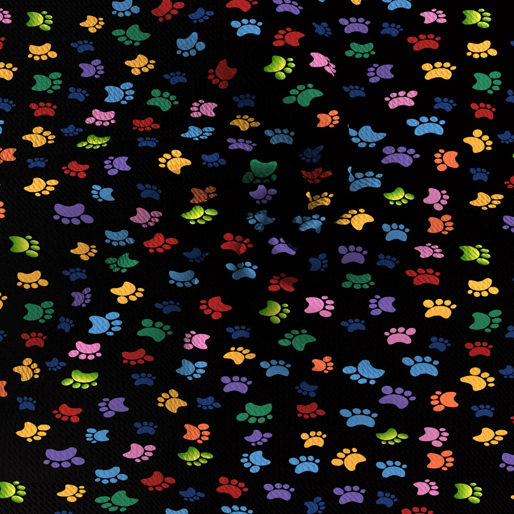 footprint paw paint splatter black series printed fabric