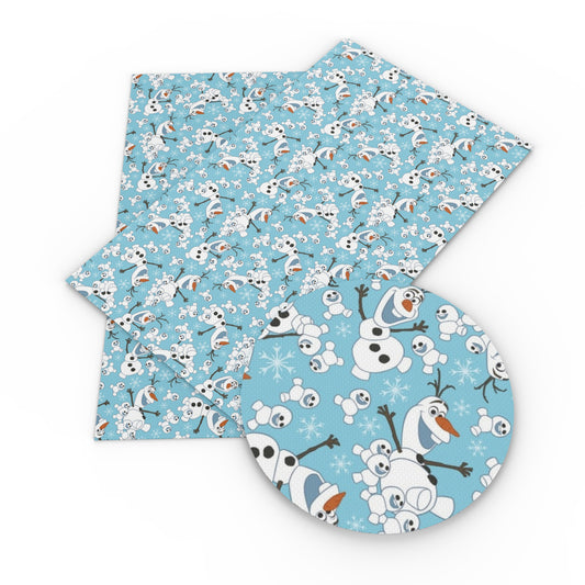 snowflake snow snowman printed fabric