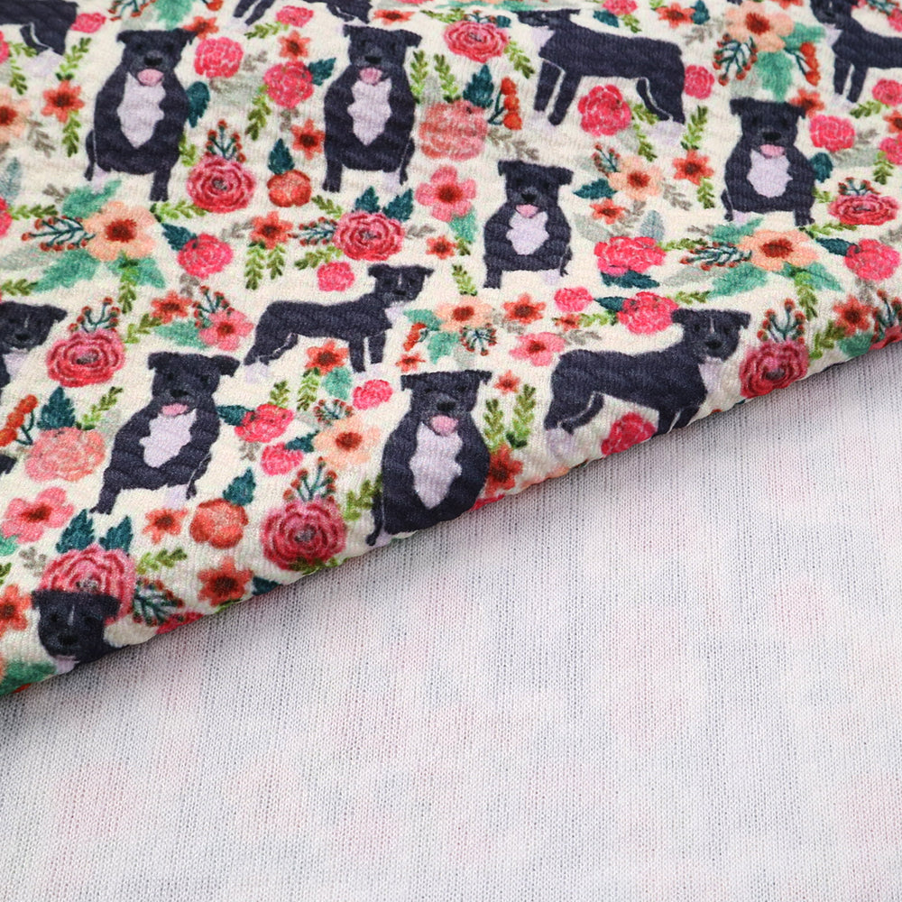 dog puppy flower floral printed fabric