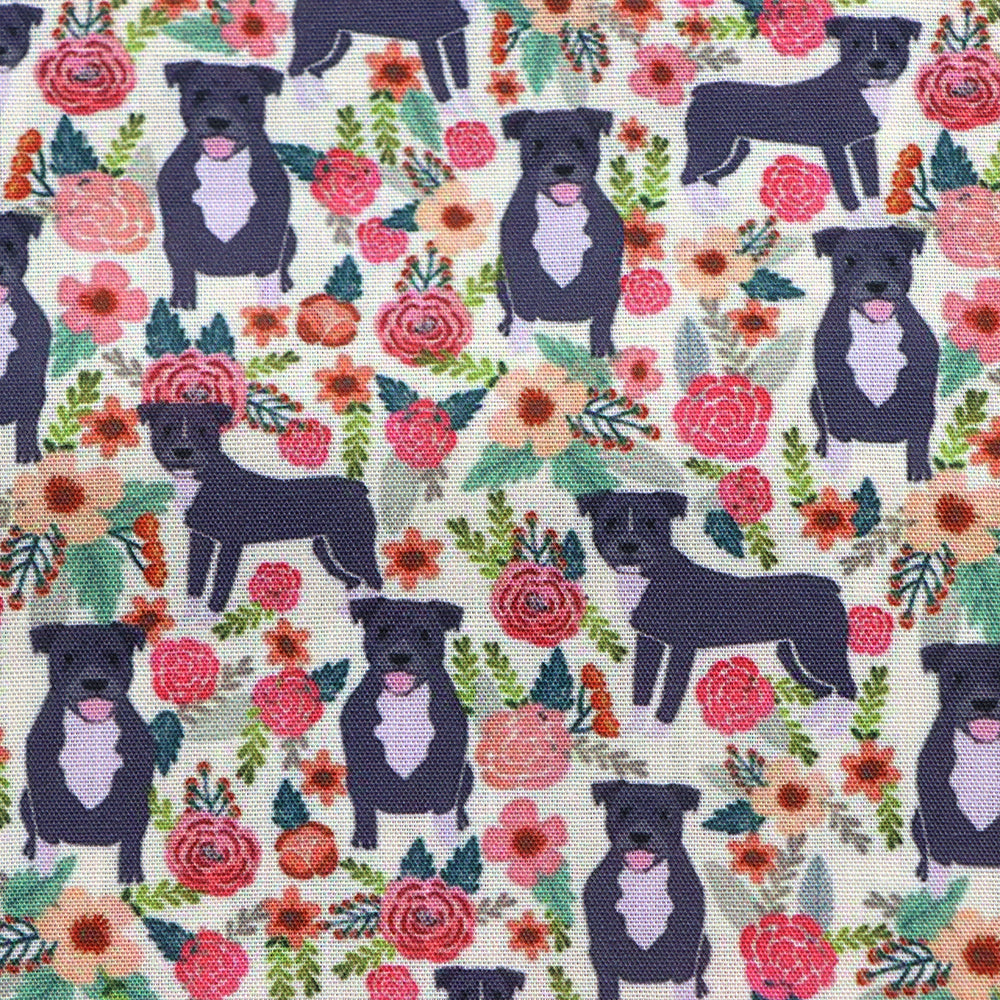 dog puppy flower floral printed fabric