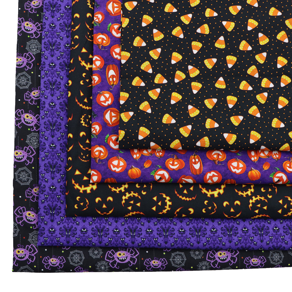 100％cotton halloween（5 designs/set,half meter/design） printed fabric set