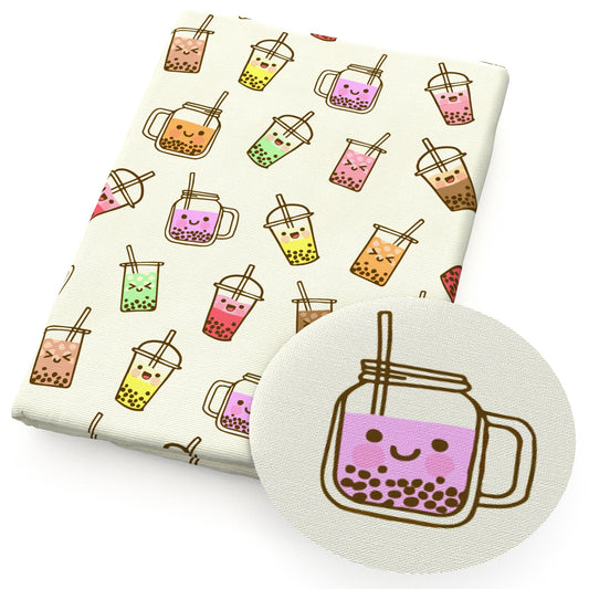 bubble tea boba tea printed fabric