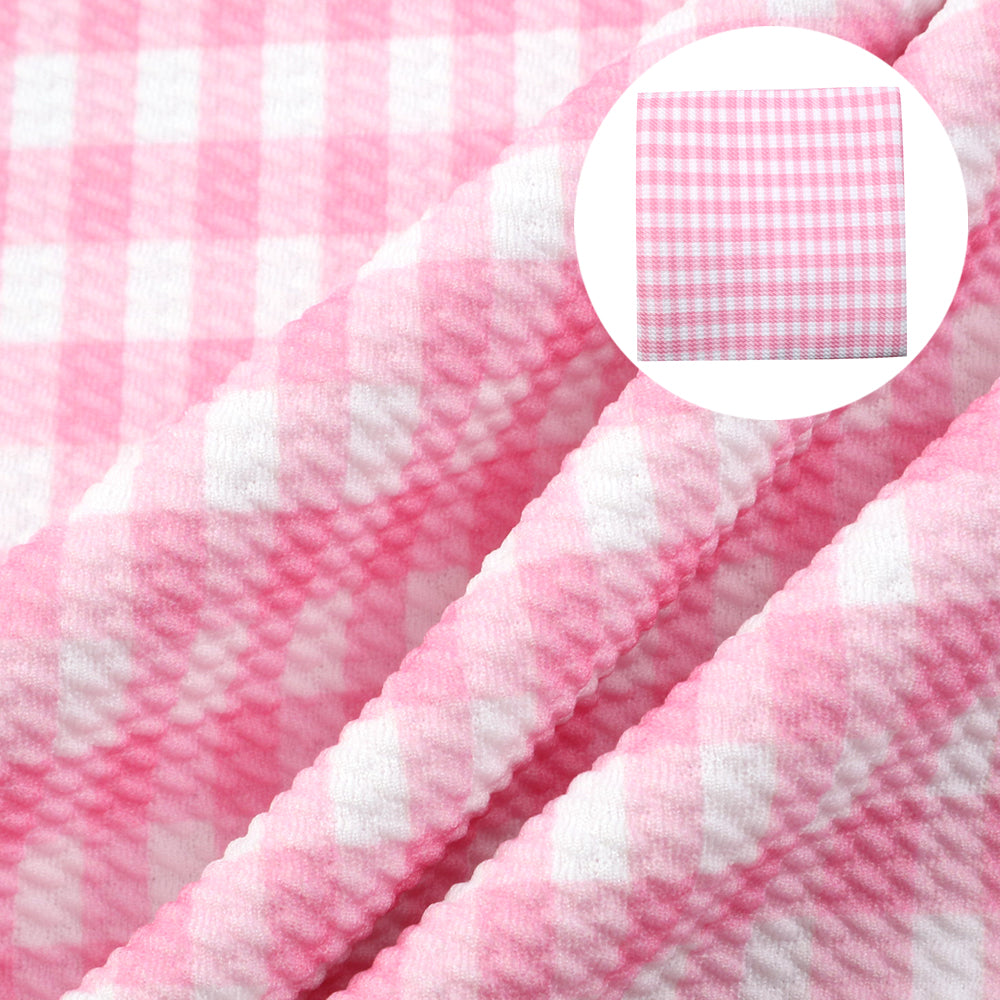 plaid grid pink series printed fabric