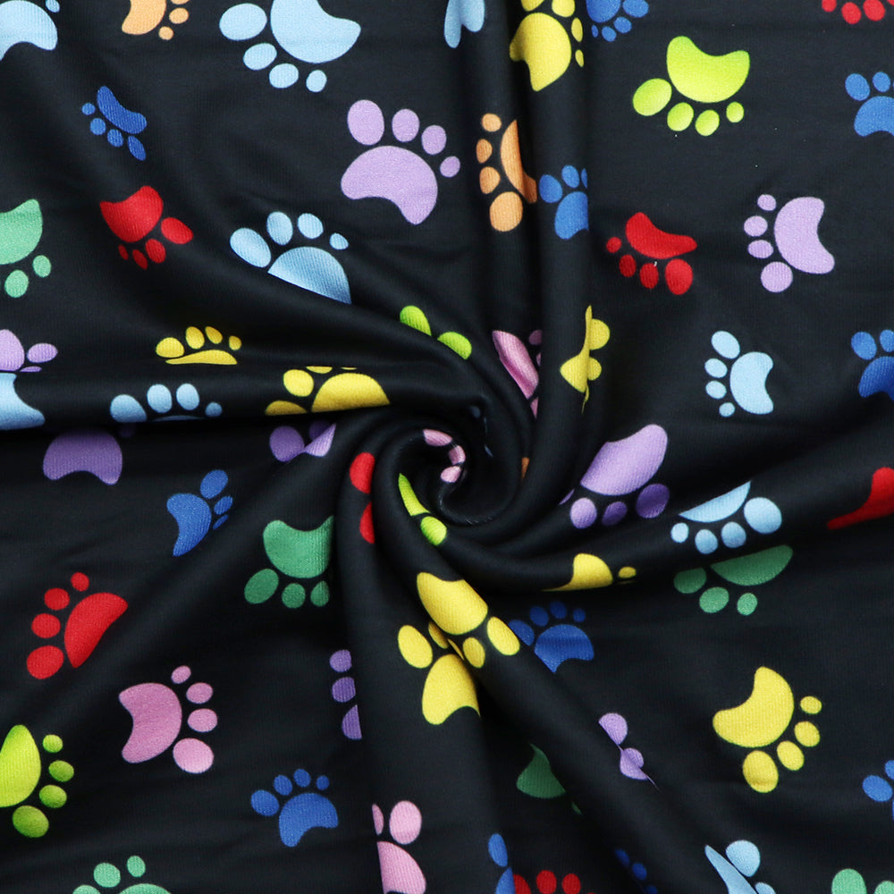 footprint paw paint splatter black series printed fabric