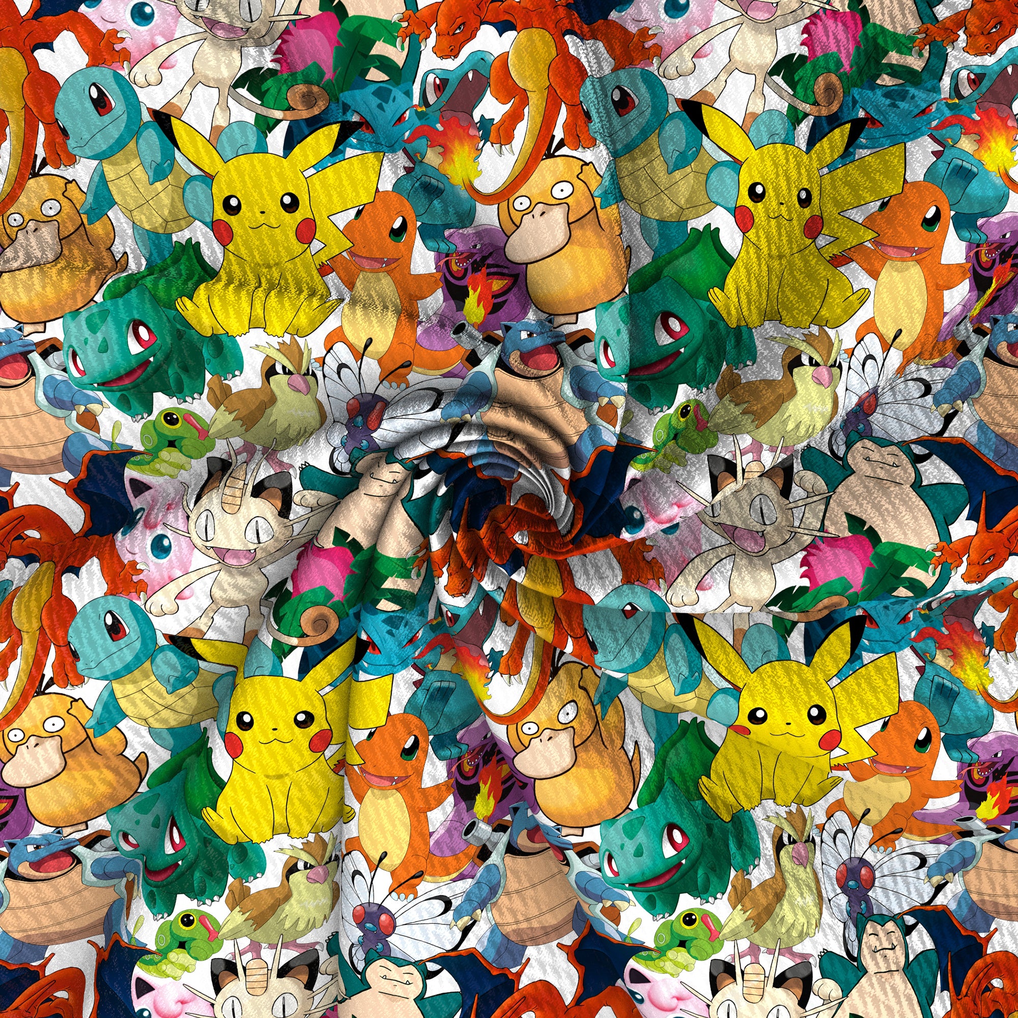 pikachu pokemon pikachu psyduck dinosaurs dino fabric – Erica's Fabric