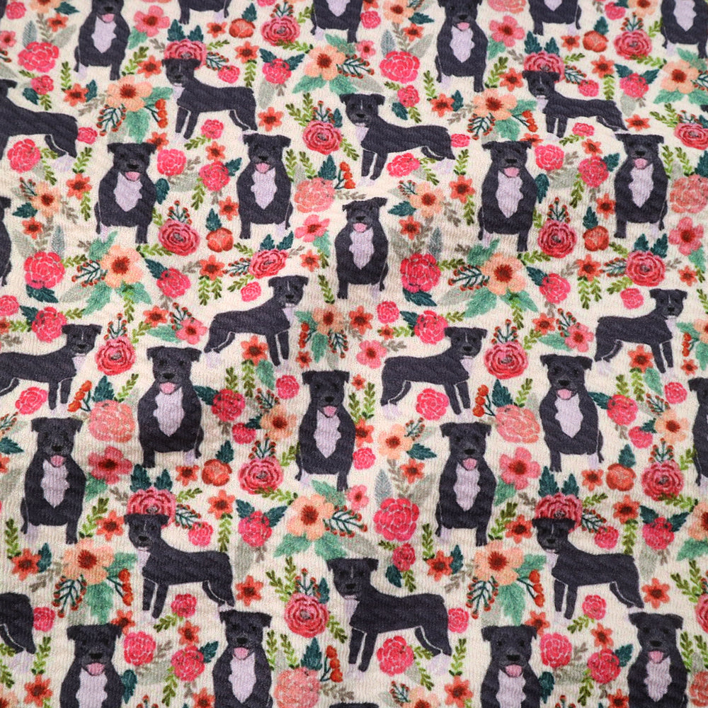 dog puppy flower floral printed fabric