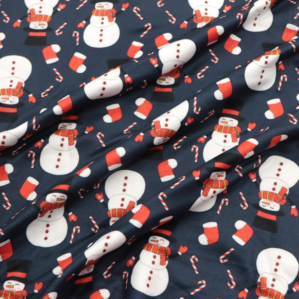 snowman christmas day printed fabric