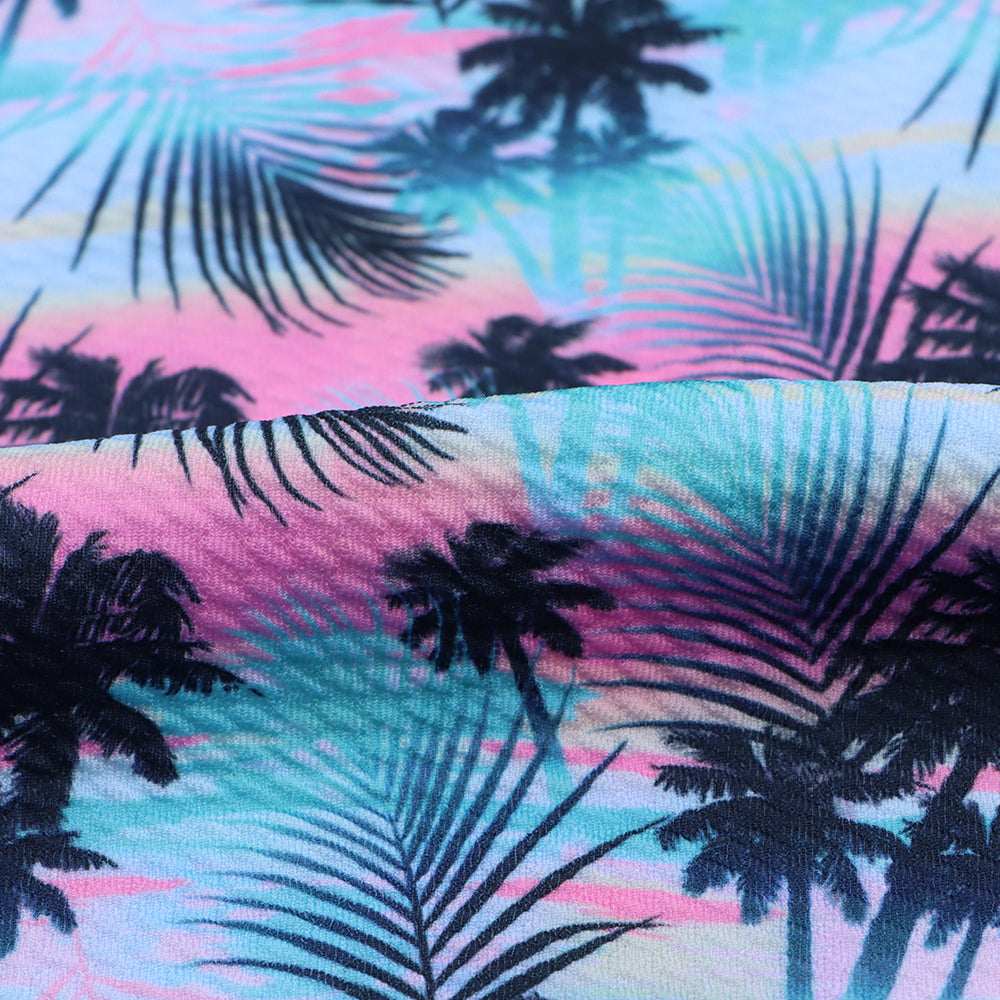 coconut palm tree gradient color summer leaf leaves tree printed fabric