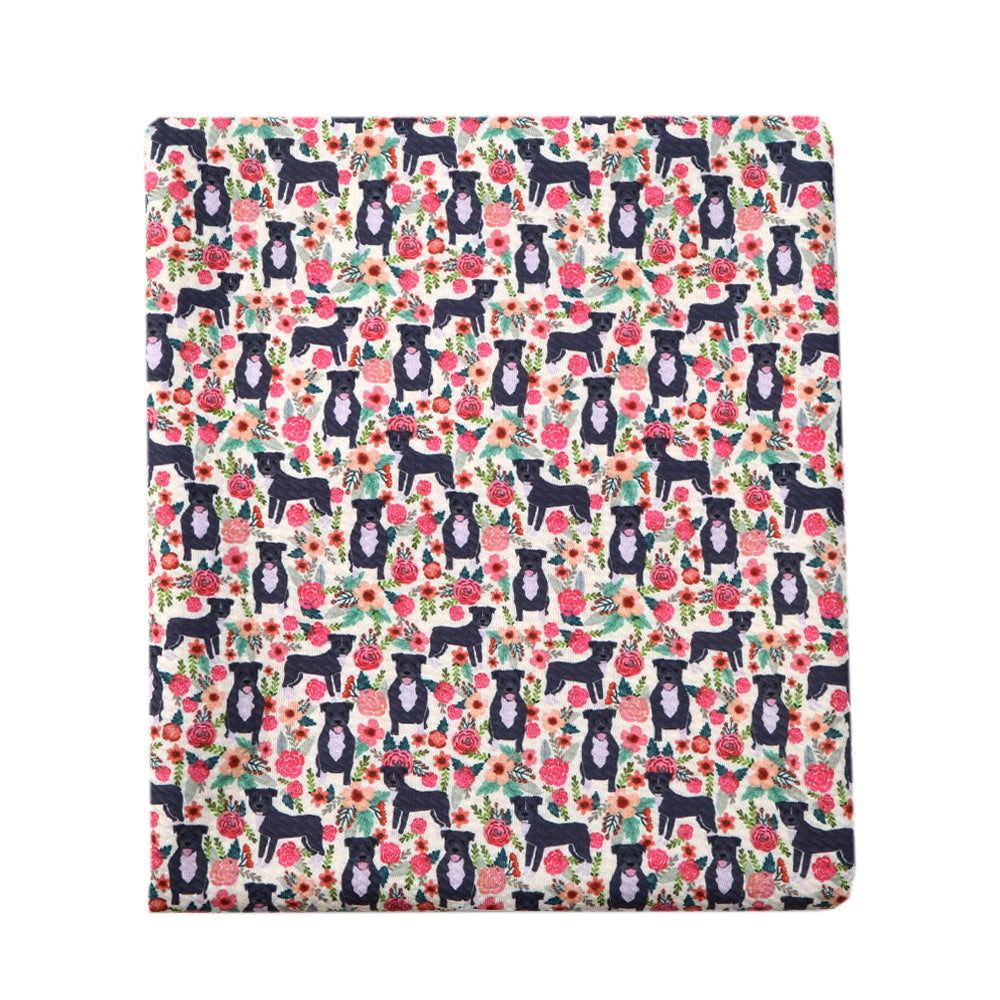 dog puppy flower floral printed fabric