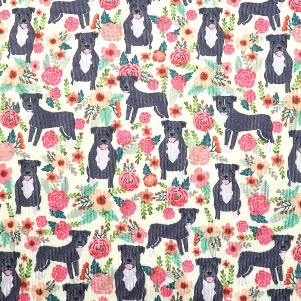 dog puppy flower floral printed fabric