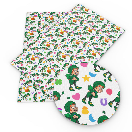 st patricks rainbow color heart love star printed fabric