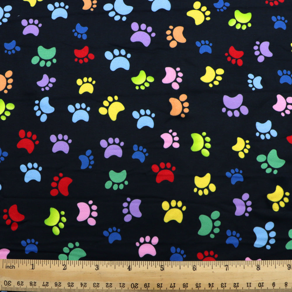 footprint paw paint splatter black series printed fabric