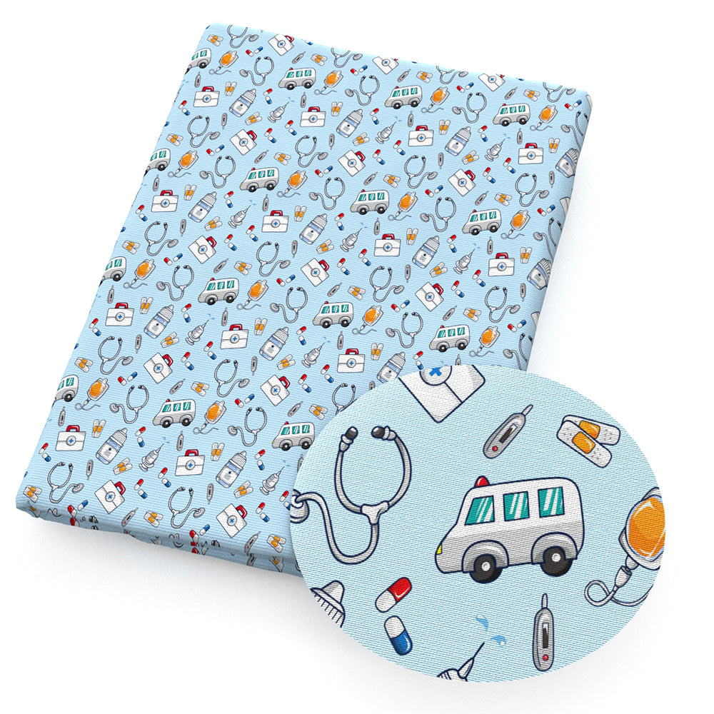 ambulance nurses doctor health printed fabric