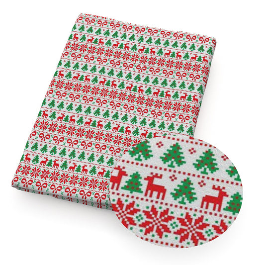 bowknot bows deer reindeer giraffe christmas tree christmas day printed fabric