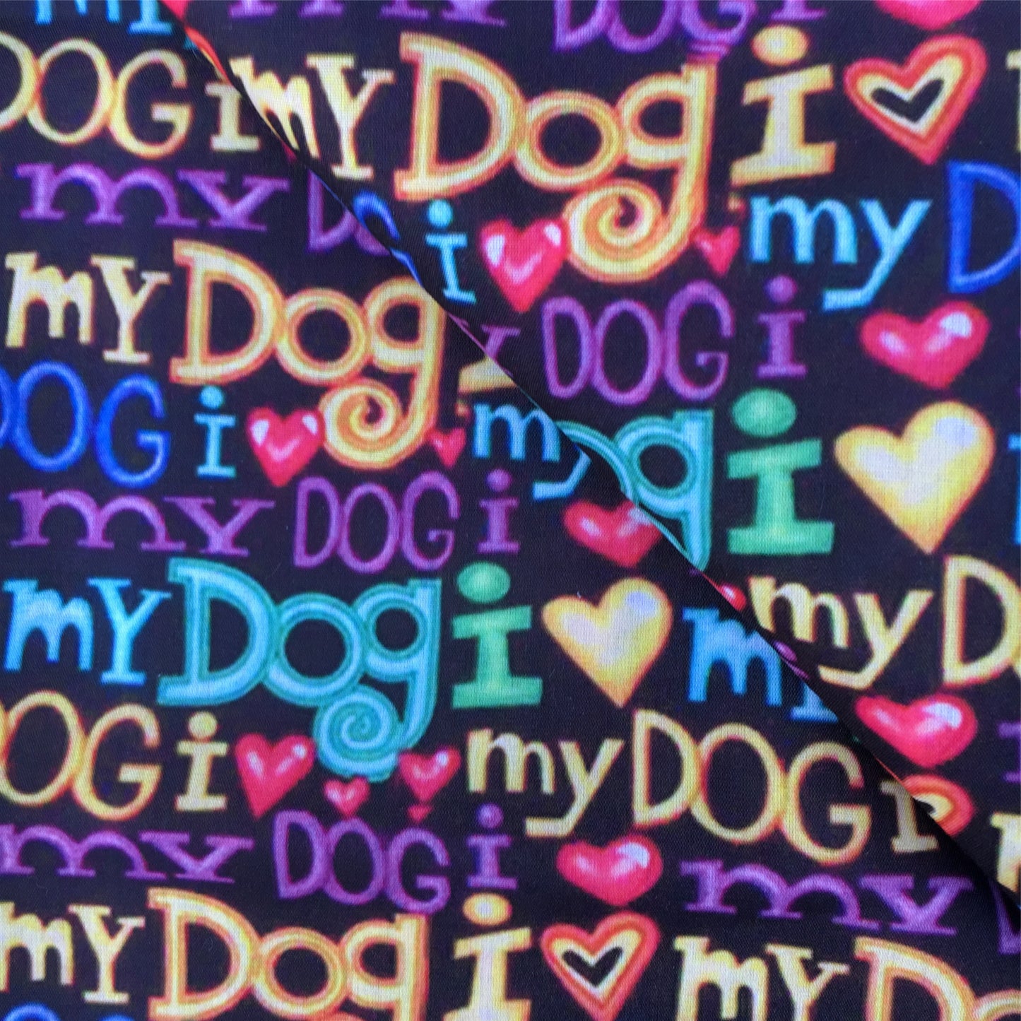 letters alphabet dog puppy printed fabric