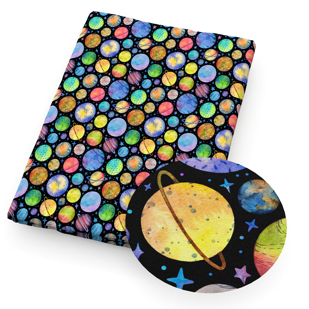 planet solar system galaxy star printed fabric