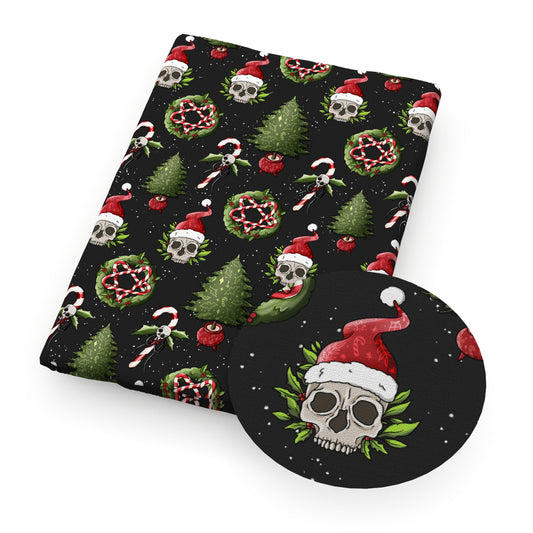 christmas skull ghost skeleton bones printed fabric