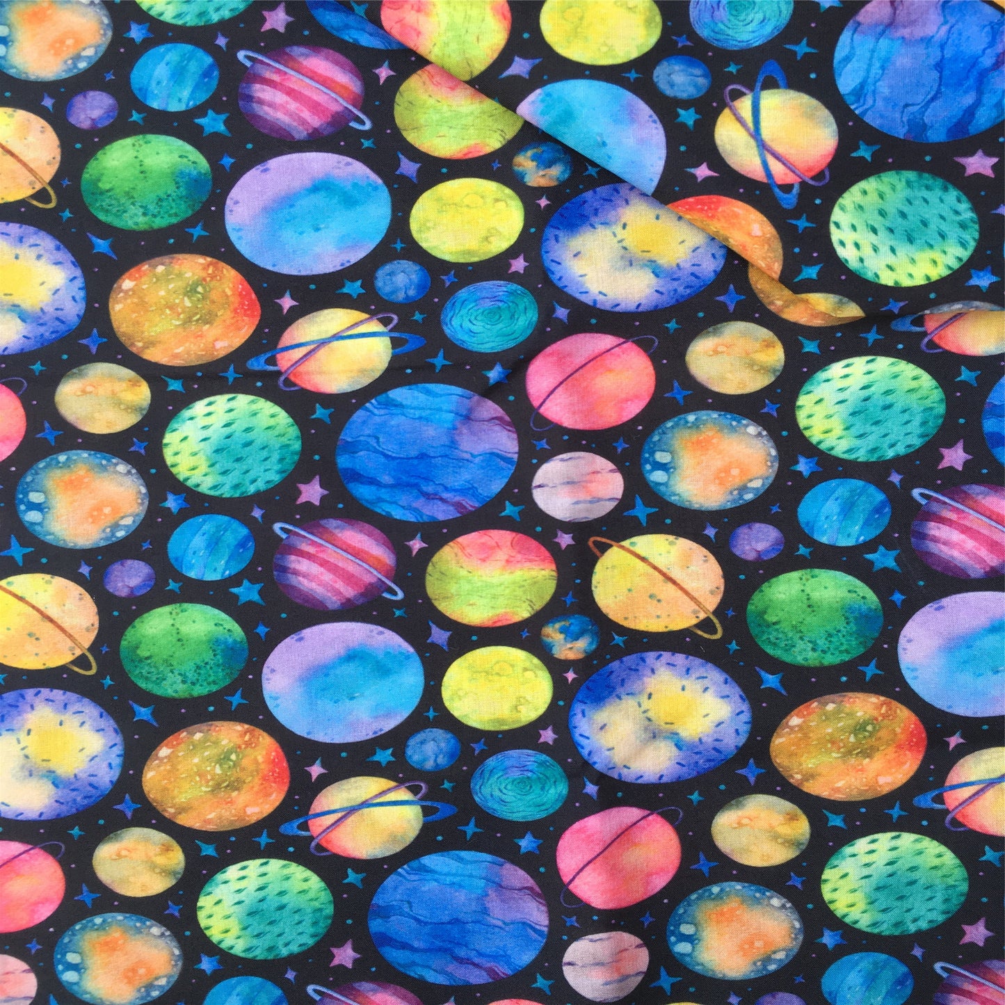 planet solar system galaxy star printed fabric