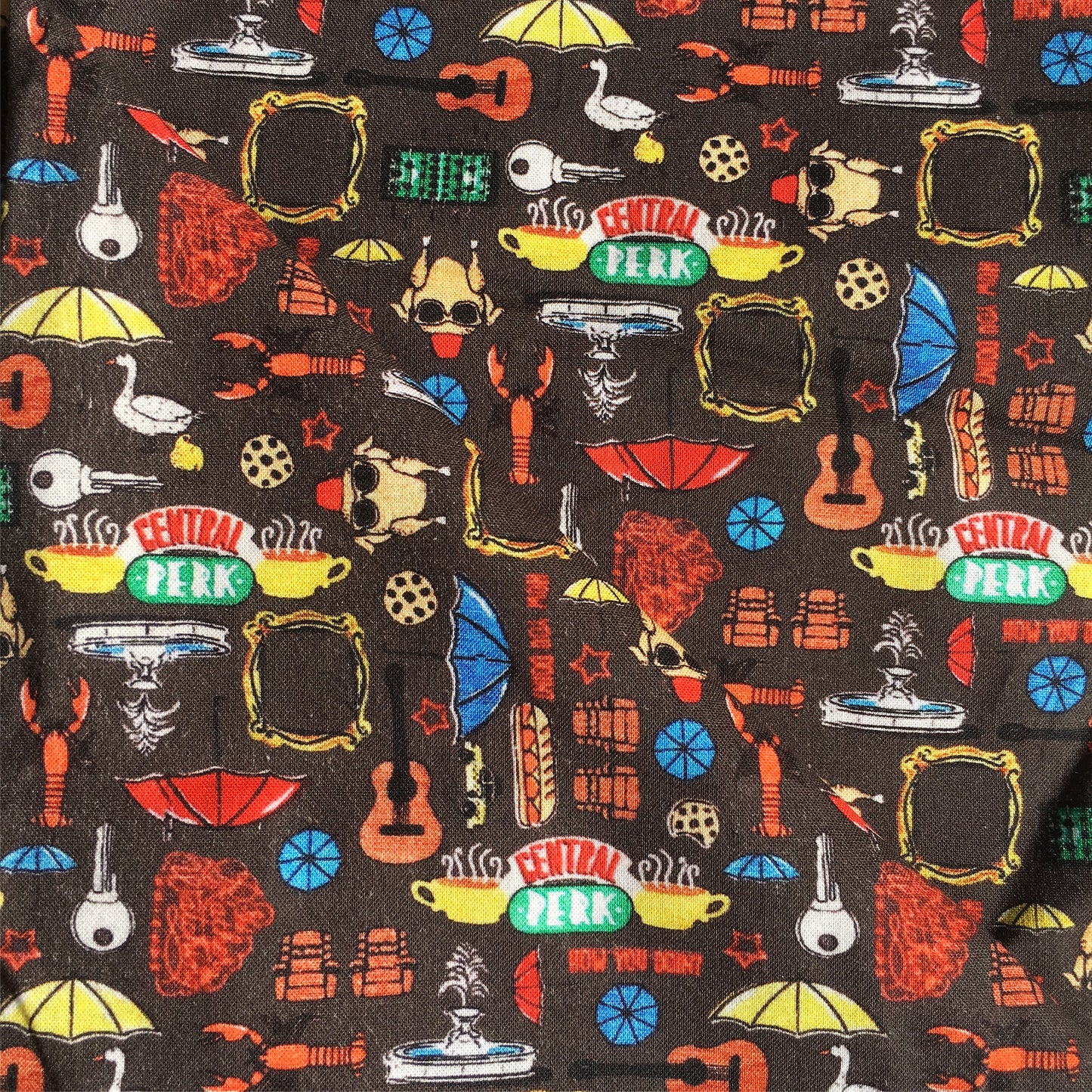 umbrella guitars letters alphabet turkey chicken lobster printed fabric