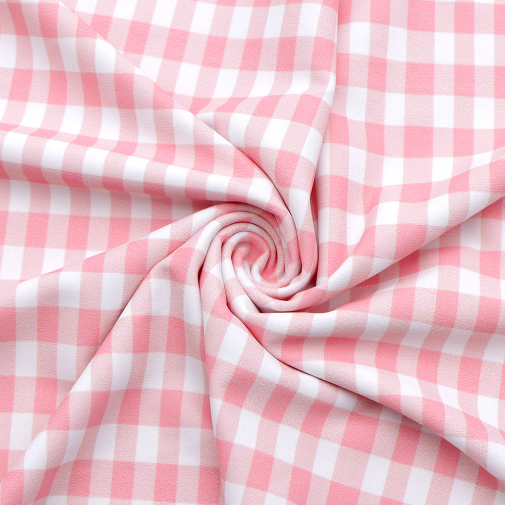 plaid grid pink series printed fabric