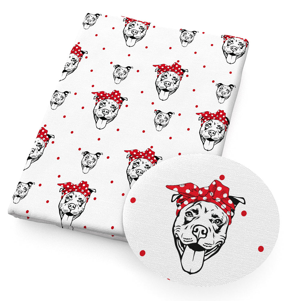 dog puppy dots spot bowknot bows printed fabric