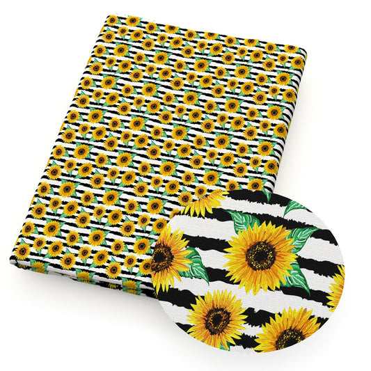 flower floral sunflower stripe yellow series printed fabric