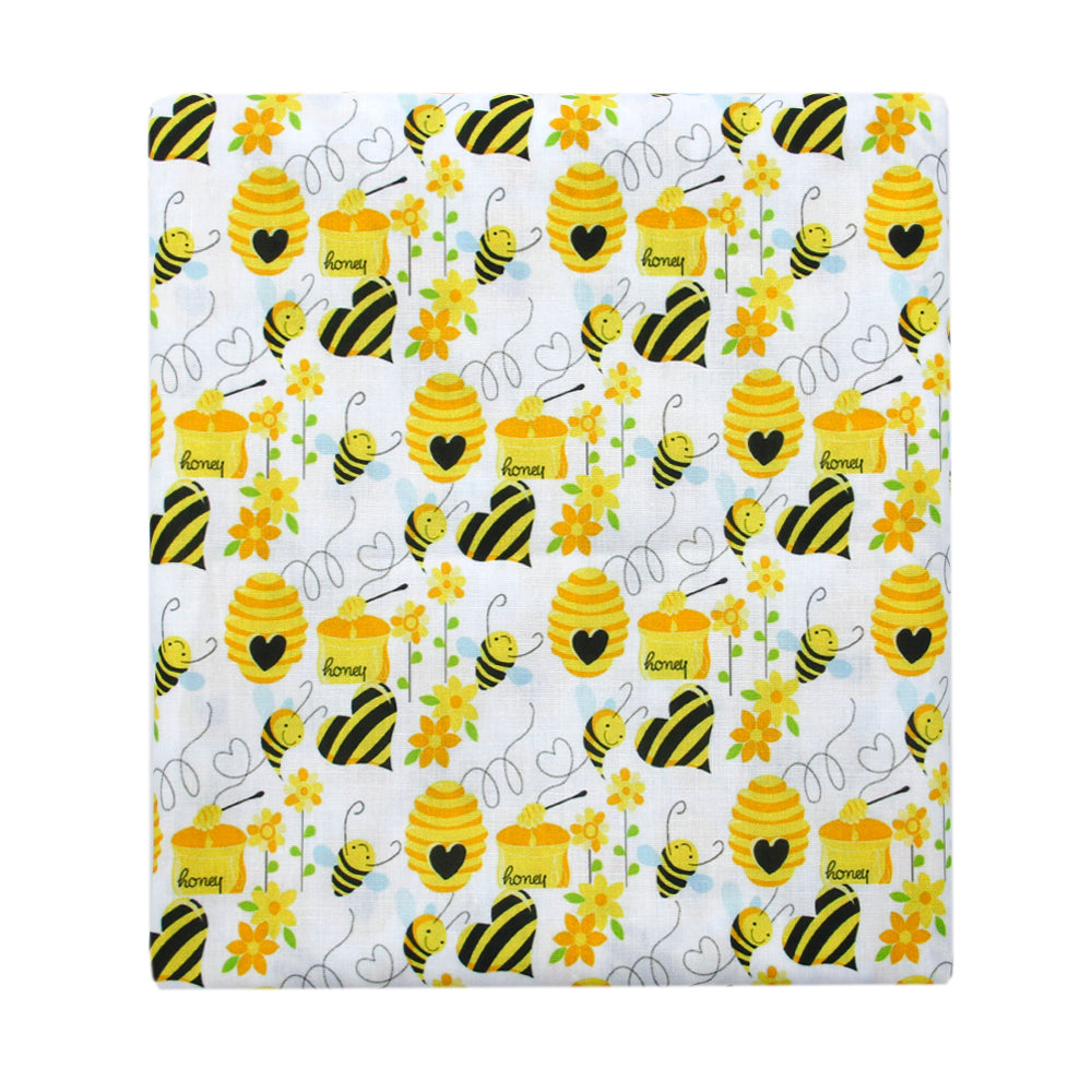 bee flower floral heart love printed fabric