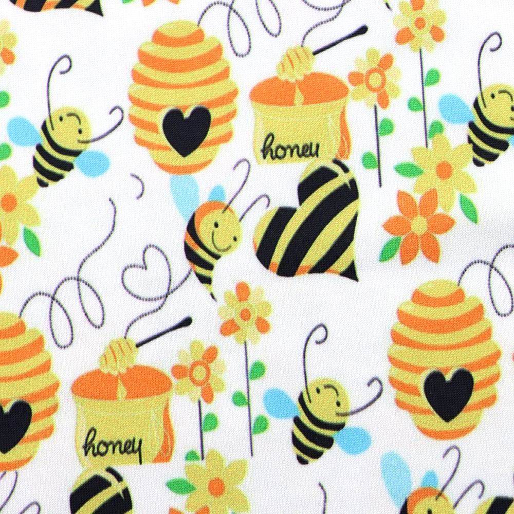 bee flower floral heart love printed fabric