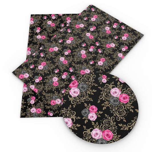 flower floral black series printed fabric