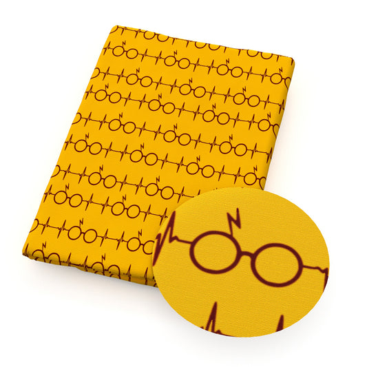 yellow series glasses printed fabric