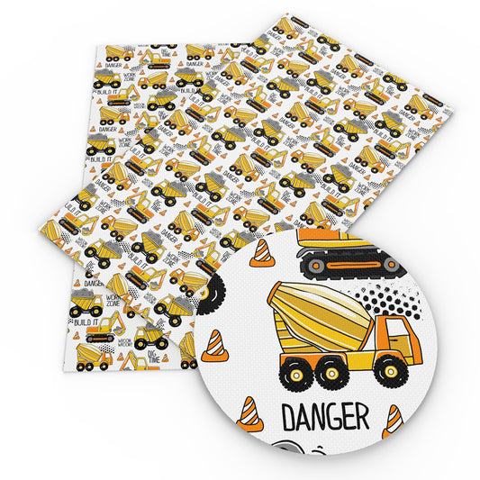 letters alphabet engineering construction vehicles yellow series printed fabric