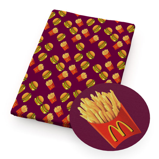 mcdonalds food french fry hamburger printed fabric