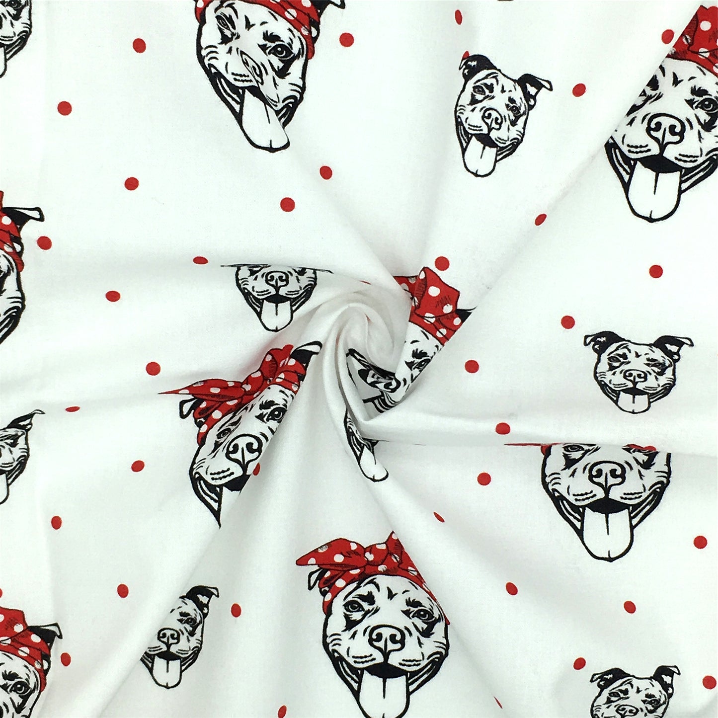 dog puppy dots spot bowknot bows printed fabric